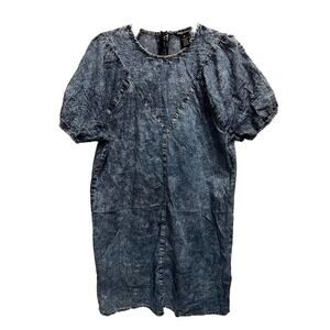 Millenium Shirt Dress Acid Wash Denim Chambray Baby Doll Medium 70’s 80’s